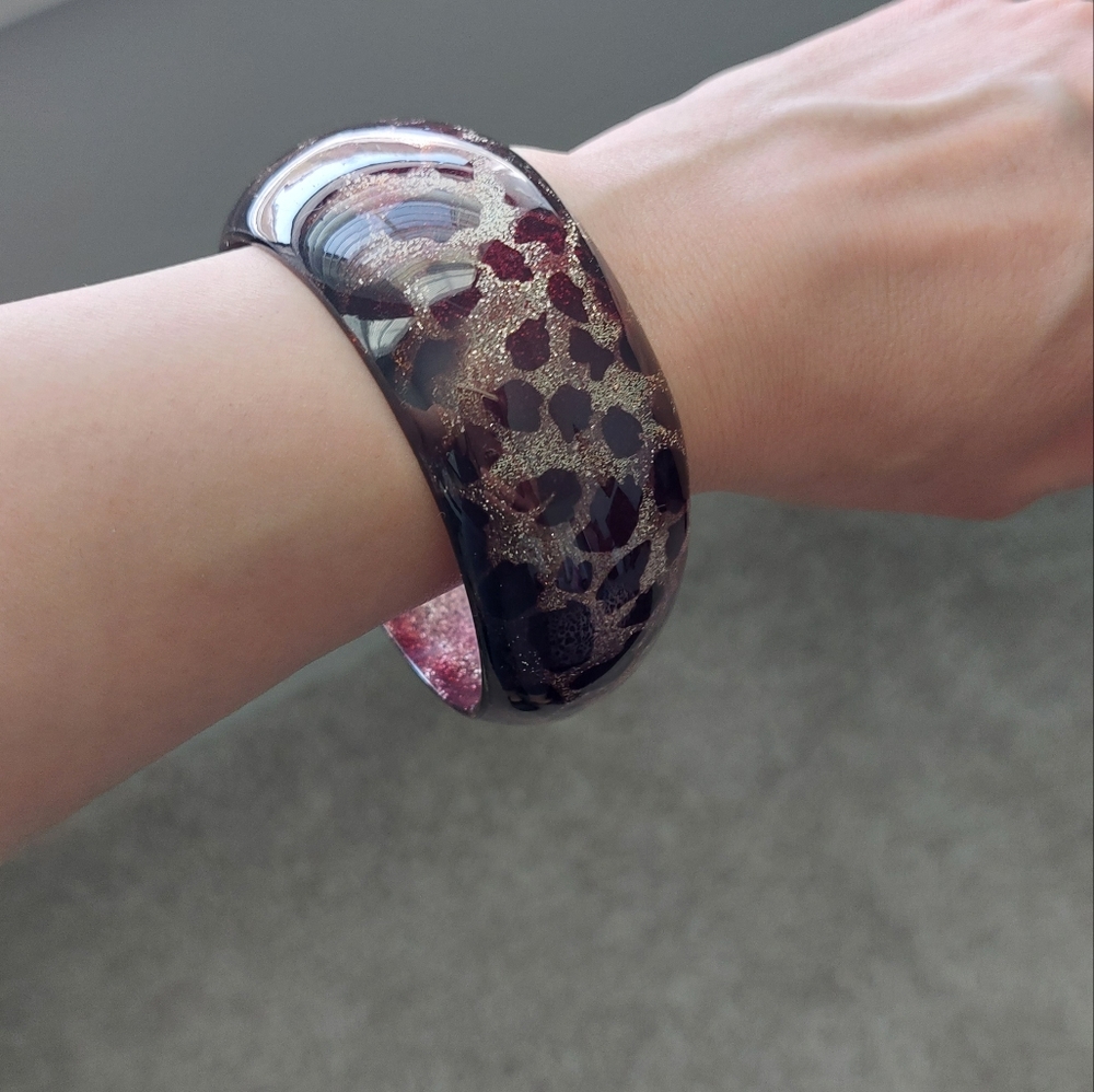 Leopard Print Wide Cuff Bangle Bracelett
